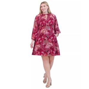 Jessica Howard NEW Wine-Colored Paisley Keyhole Fit & Flare Dress Women 20W Plus